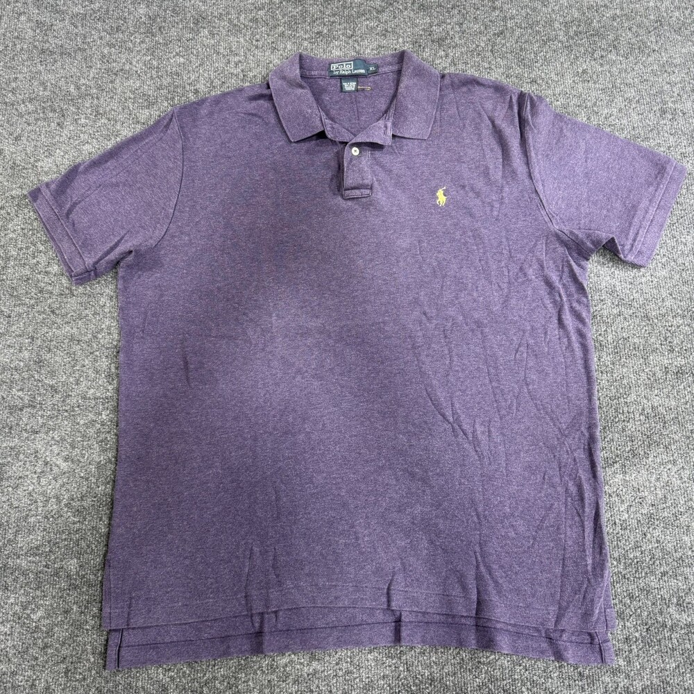 Polo Ralph Lauren Mens XL Purple Heather Polo Shirt Yellow Pony 100% Cotton